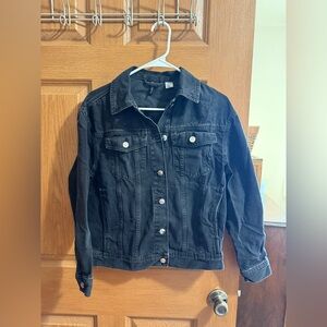 Divided H&M Jean Jacket Womens Size X Small Black Denim Pockets Casual Western